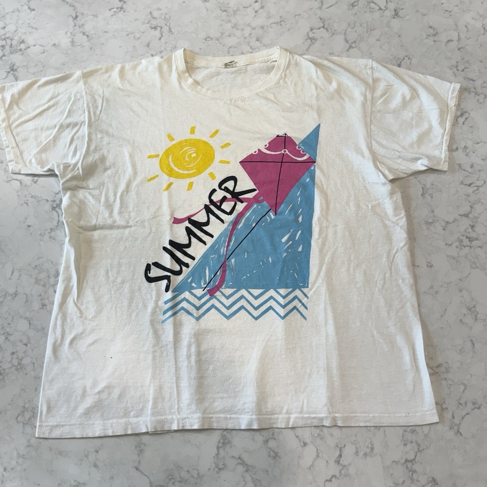 VTG Summer Vacation T-Shirt Kite Sun 3XL Made In USA